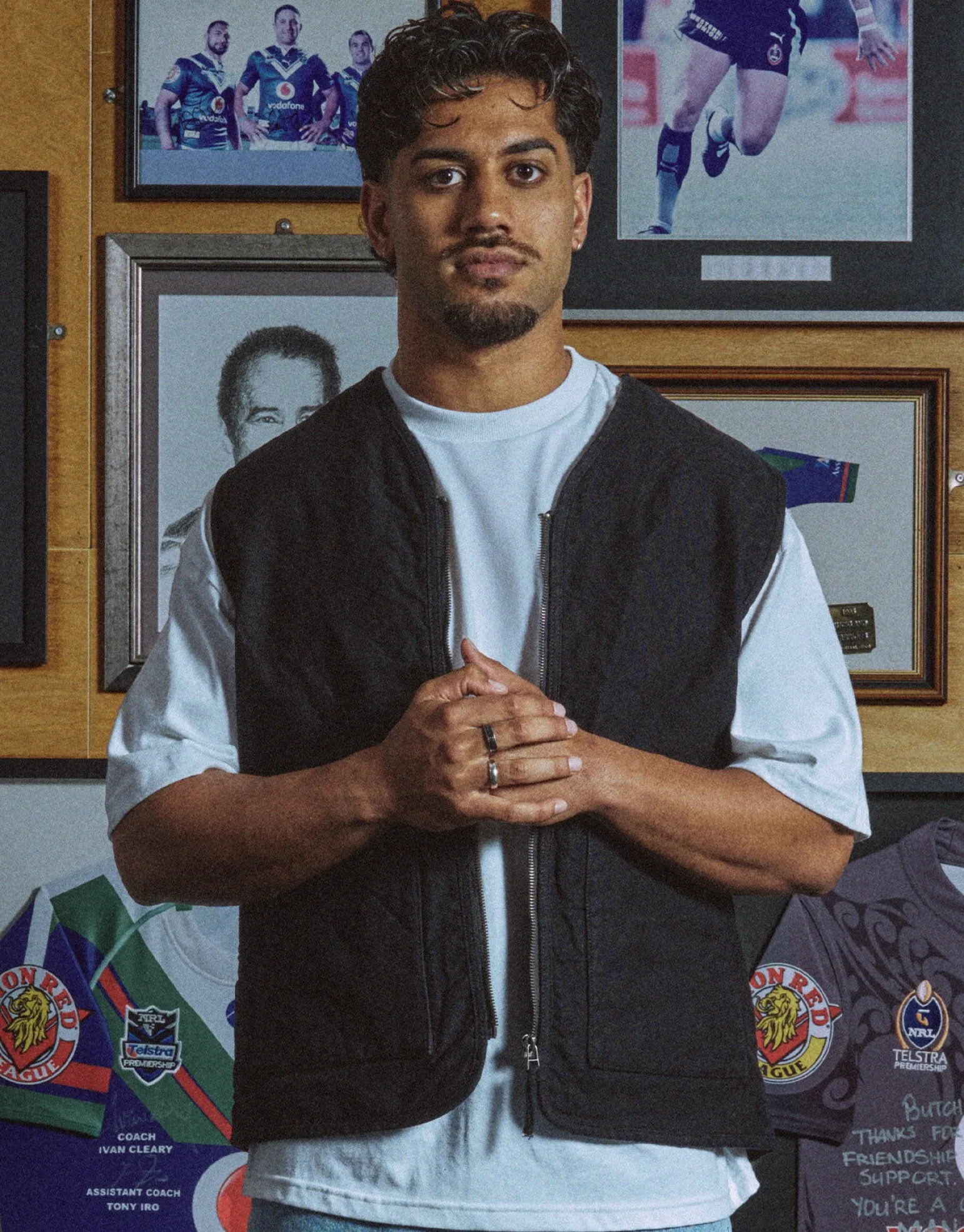 Canvas Zip Up Vest in Washed Black
