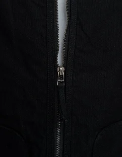 Canvas Zip Up Vest in Washed Black