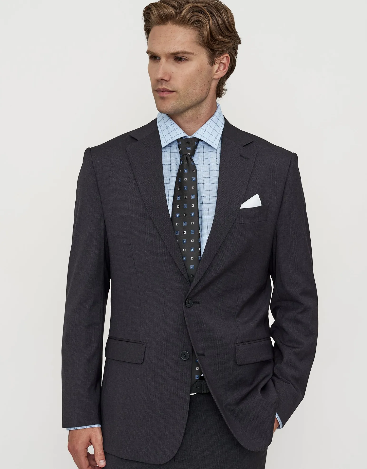 Charcoal Check Slim Fit Suit Jacket in Charcoal
