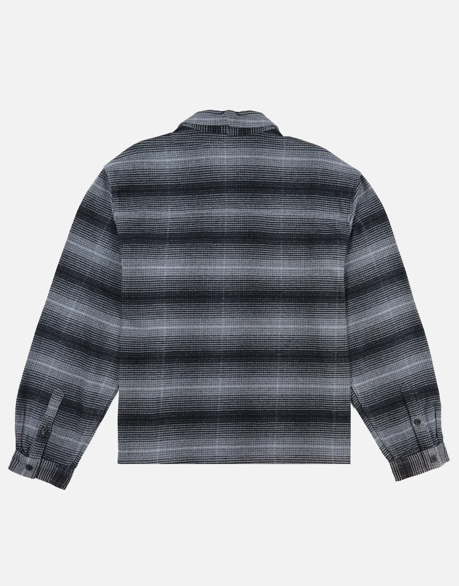 Check Zip Up Long Sleeve Overshirt in Grey Check