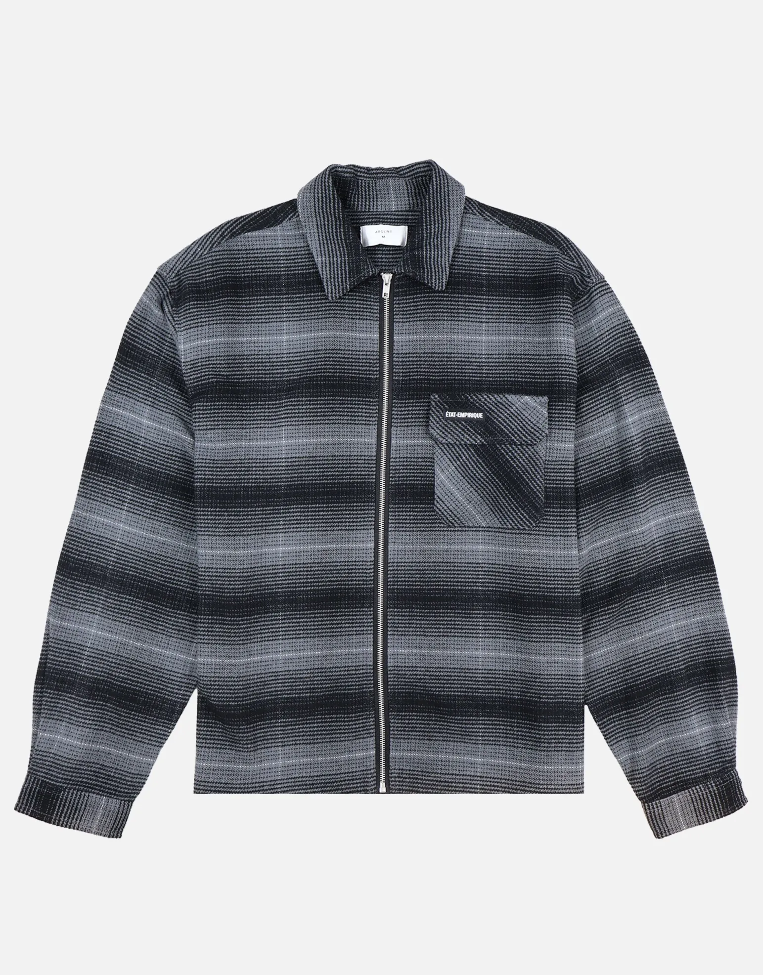 Check Zip Up Long Sleeve Overshirt in Grey Check