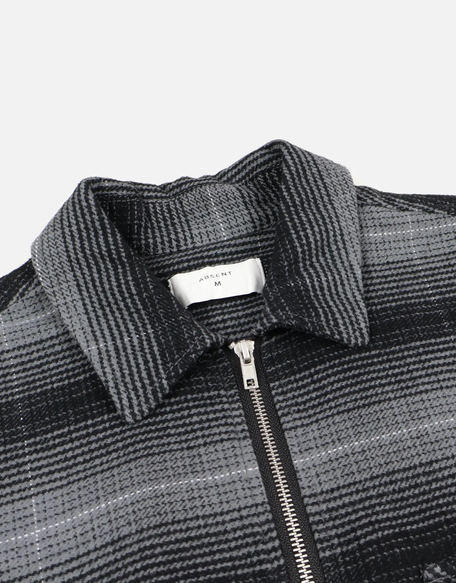 Check Zip Up Long Sleeve Overshirt in Grey Check