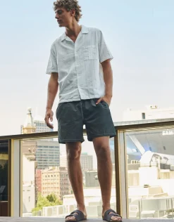 Contrast Stitch Swim Shorts in Black