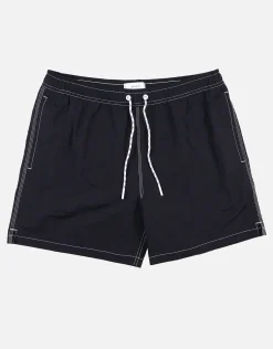 Contrast Stitch Swim Shorts in Black
