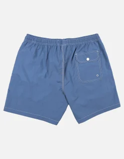 Contrast Stitch Swim Shorts in Azure Blue