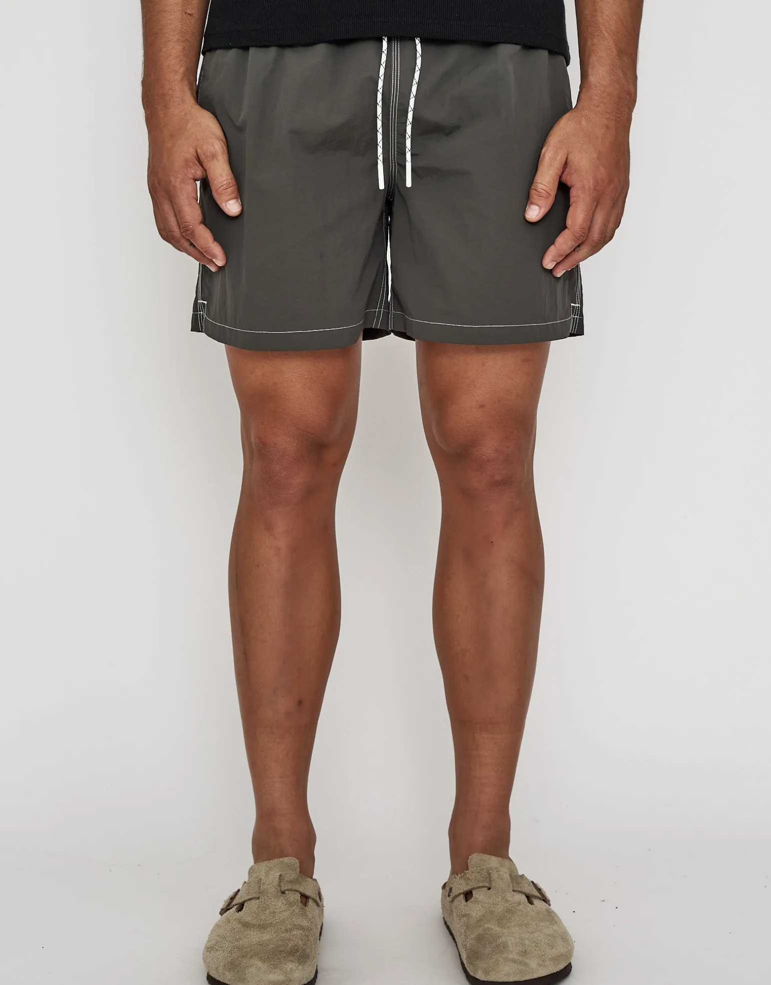 Contrast Stitch Swim Shorts in Azure Blue