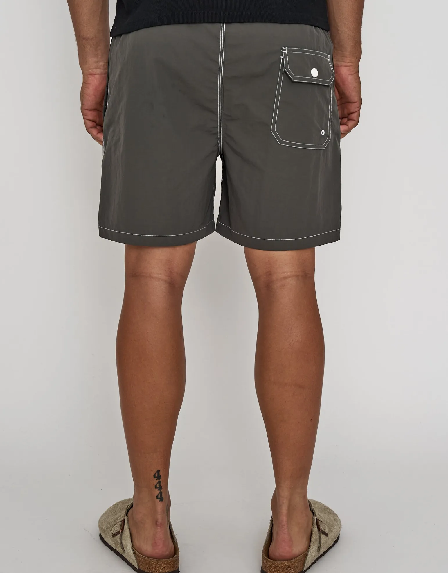 Contrast Stitch Swim Shorts in Azure Blue