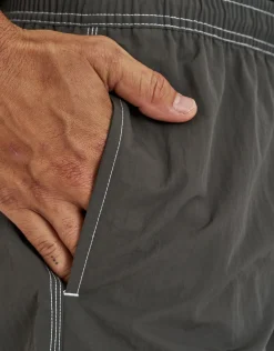 Contrast Stitch Swim Shorts in Khaki