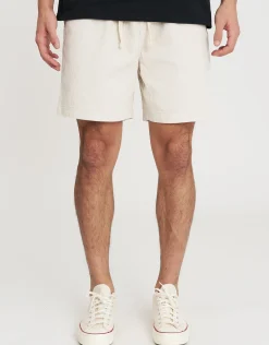Cord Elastic Waist Walk Shorts in Lt Grey