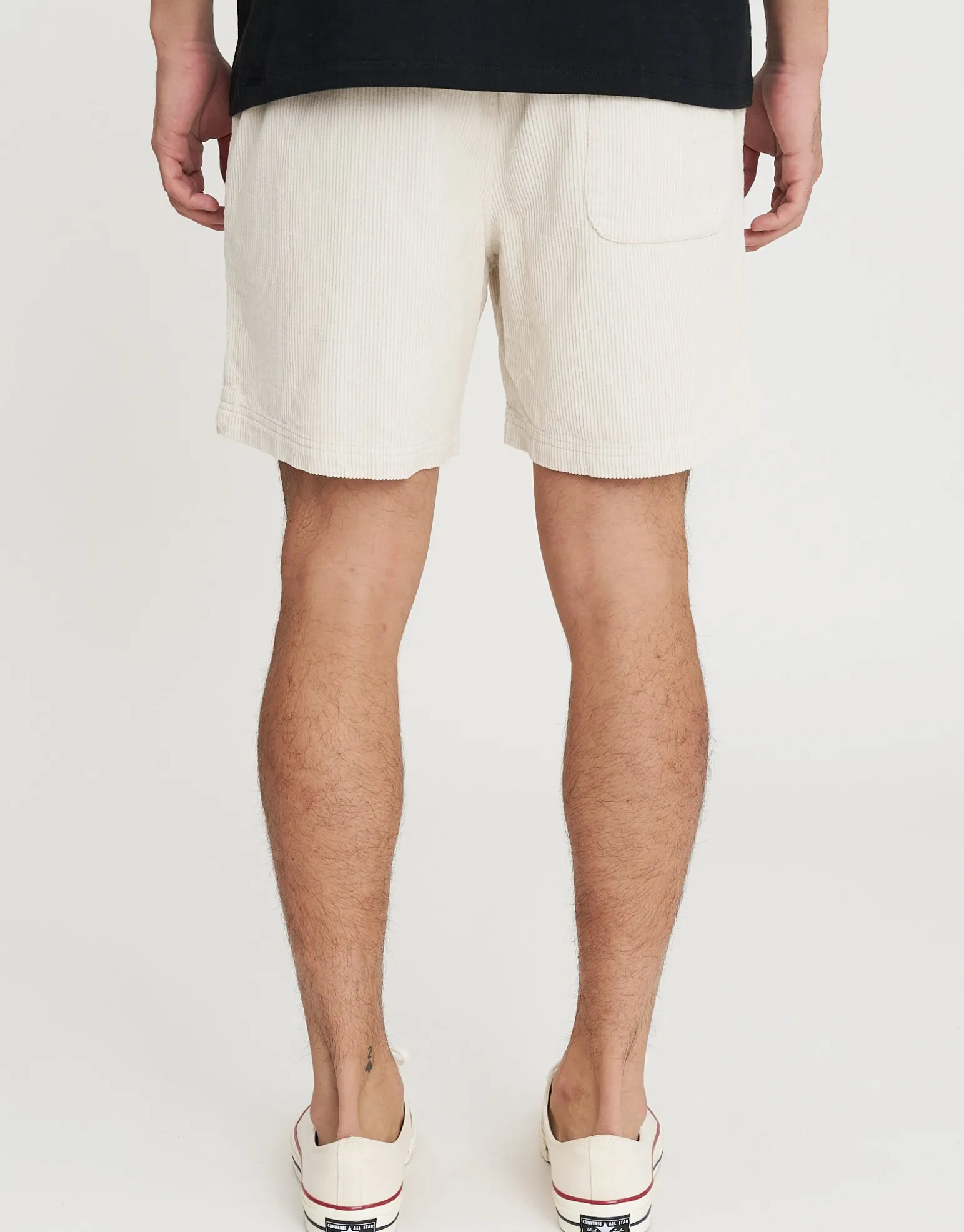 Cord Elastic Waist Walk Shorts in Beige