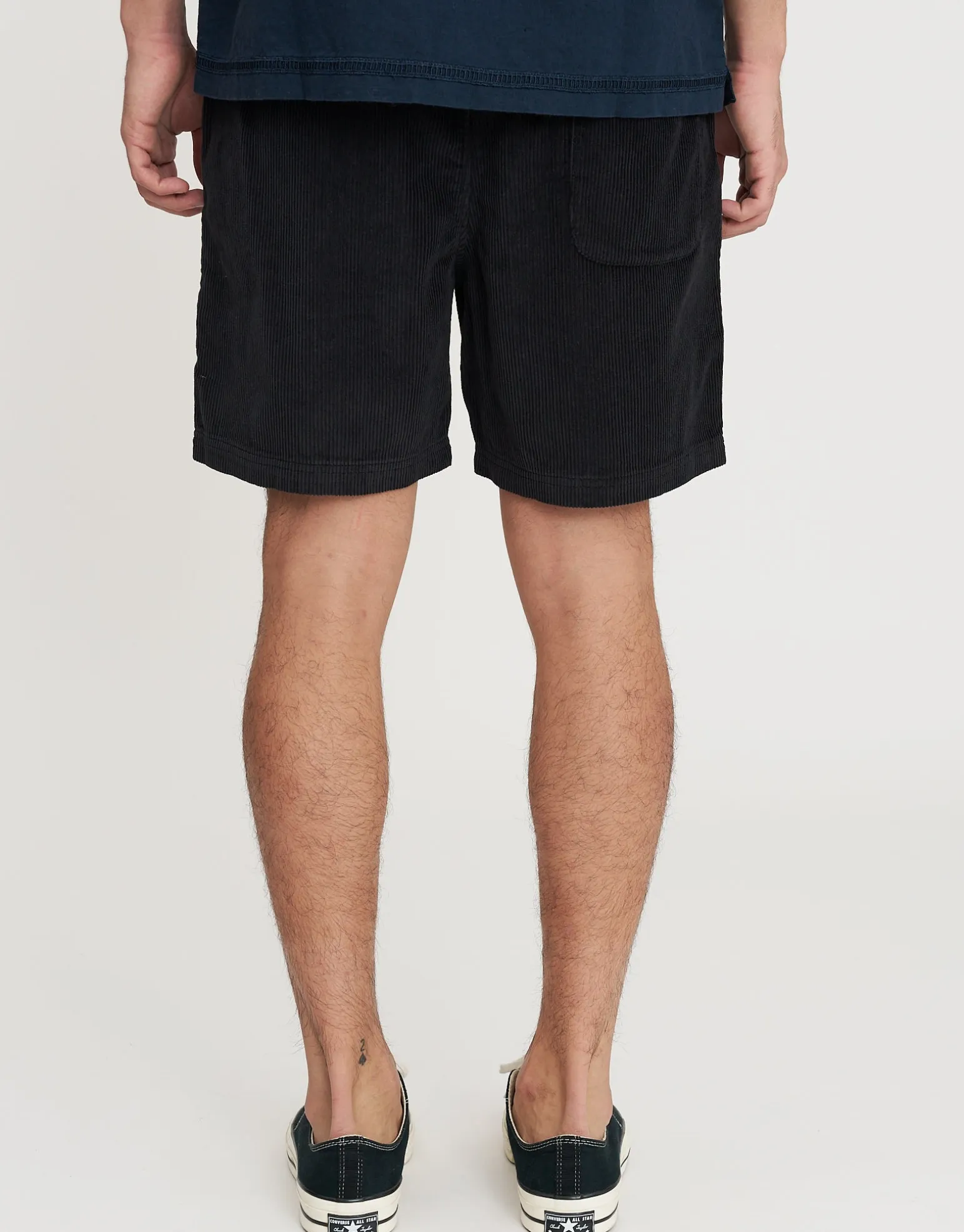 Cord Elastic Waist Walk Shorts in Beige