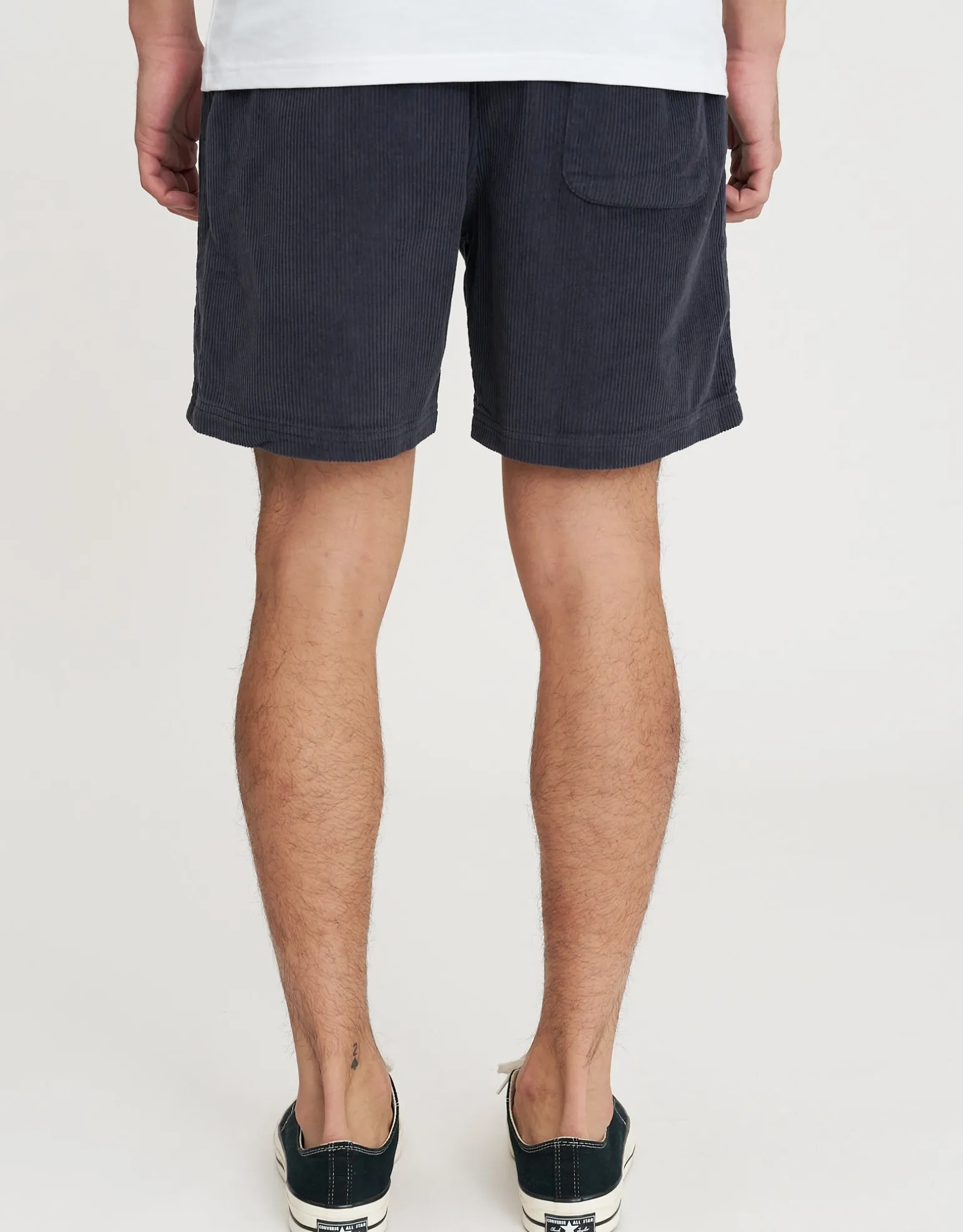 Cord Elastic Waist Walk Shorts in Beige