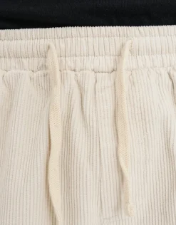 Cord Elastic Waist Walk Shorts in Beige