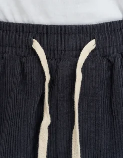 Cord Elastic Waist Walk Shorts in Steel Blue
