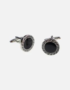 Crete Circle Cufflinks in Silver