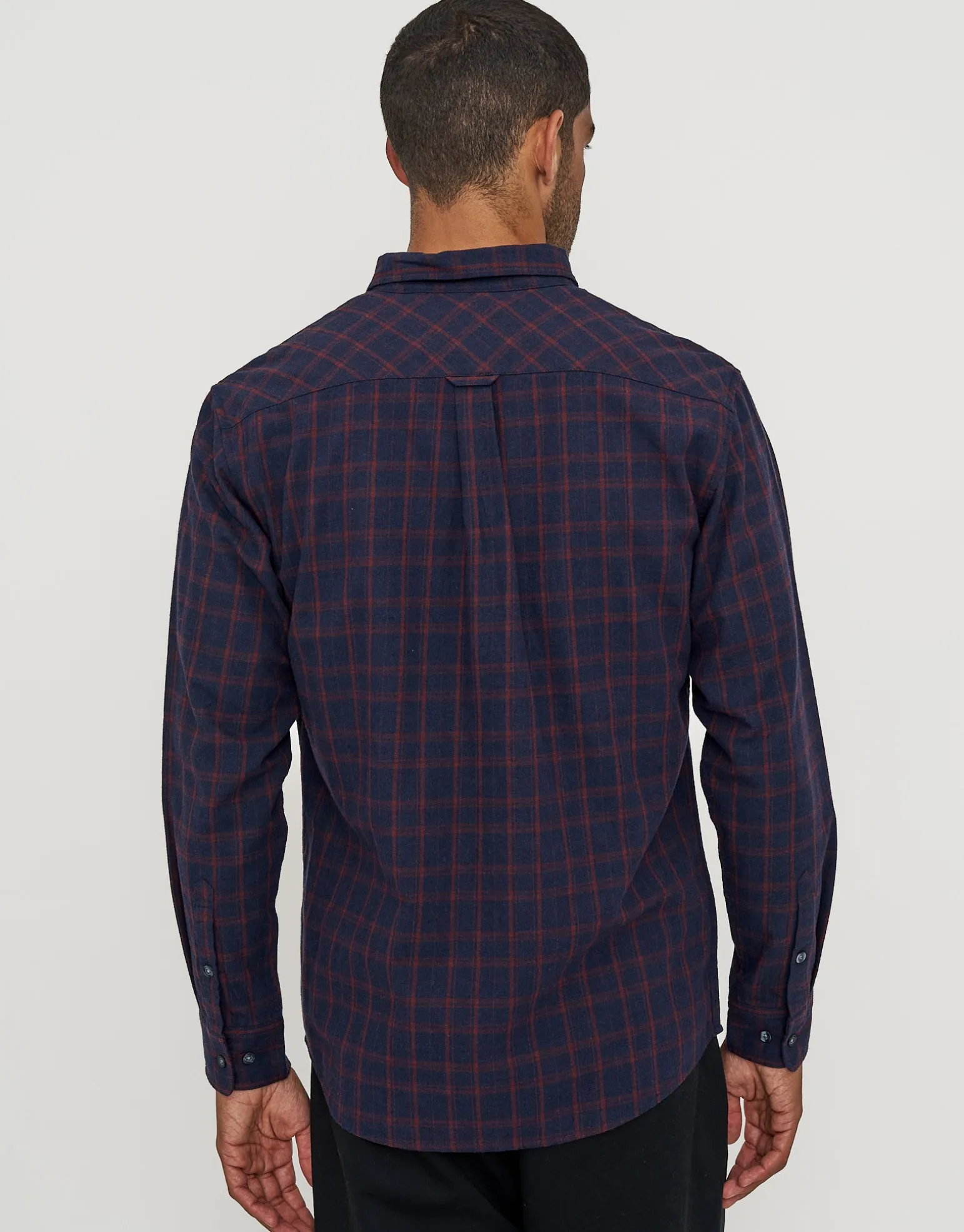 Crimson Check Long Sleeve Shirt in Navy
