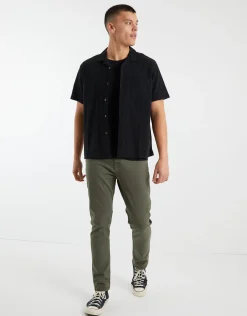 Crinkled Texture Short Sleeve Shirt in Moon