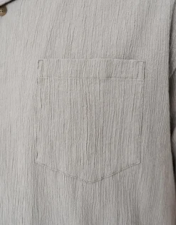 Crinkled Texture Short Sleeve Shirt in Beige