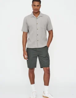 Crinkled Texture Short Sleeve Shirt in Beige