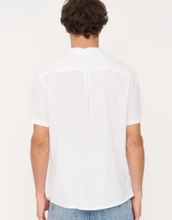 Crinkled Texture Short Sleeve Shirt in Beige