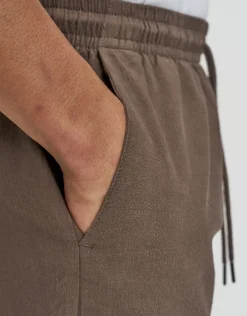 Crinkle Texture Elastic Waist Shorts in Bone 002