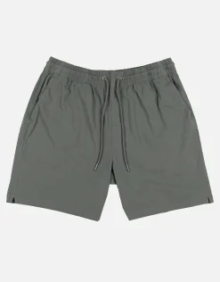 Crinkle Texture Elastic Waist Shorts in Brown