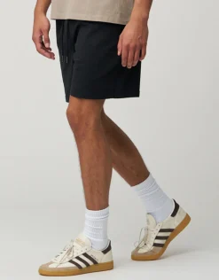 Crinkle Texture Elastic Waist Shorts in Brown