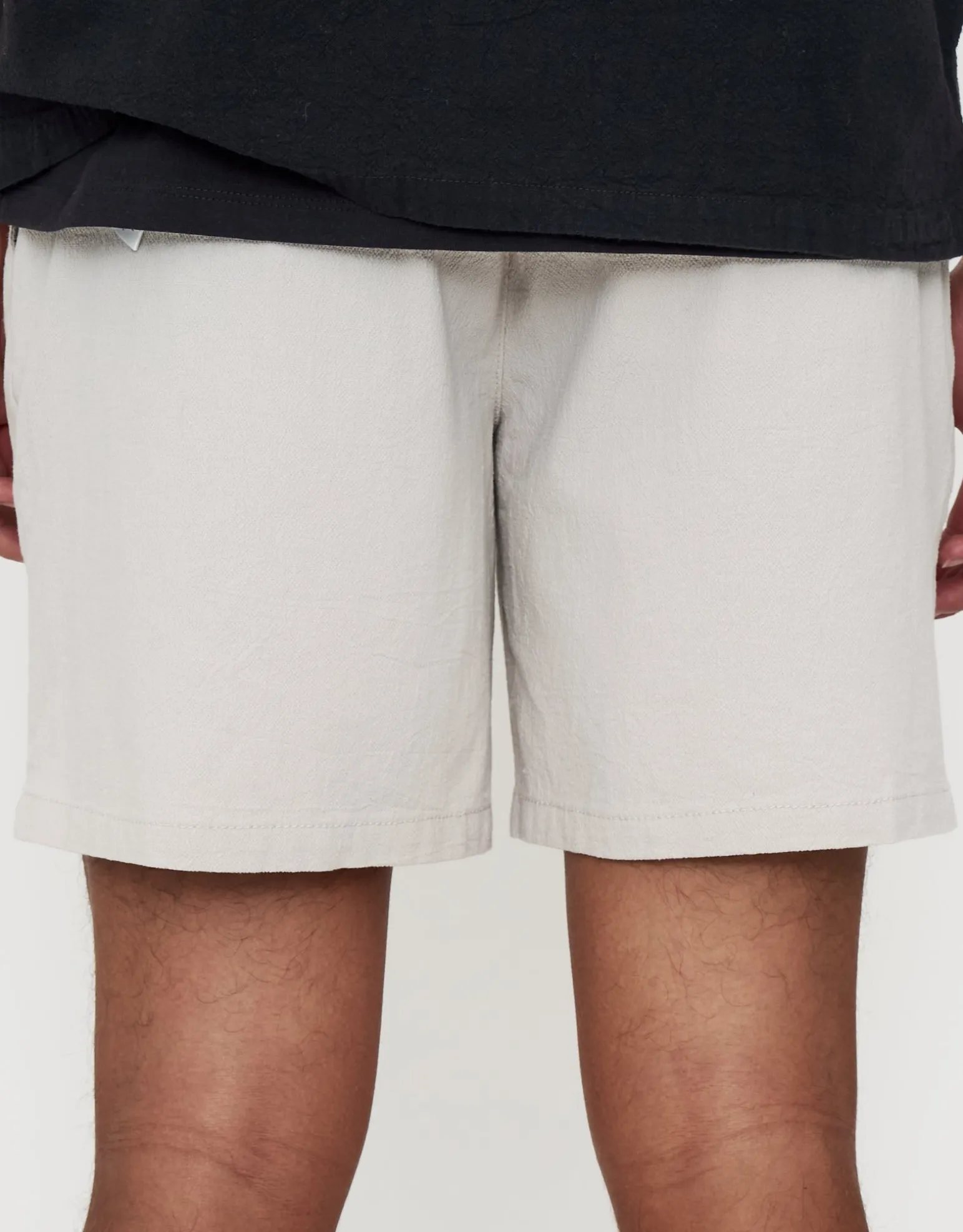 Crinkle Texture Elastic Waist Shorts in Brown