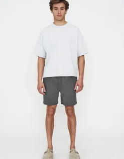 Crinkle Texture Elastic Waist Shorts in Black