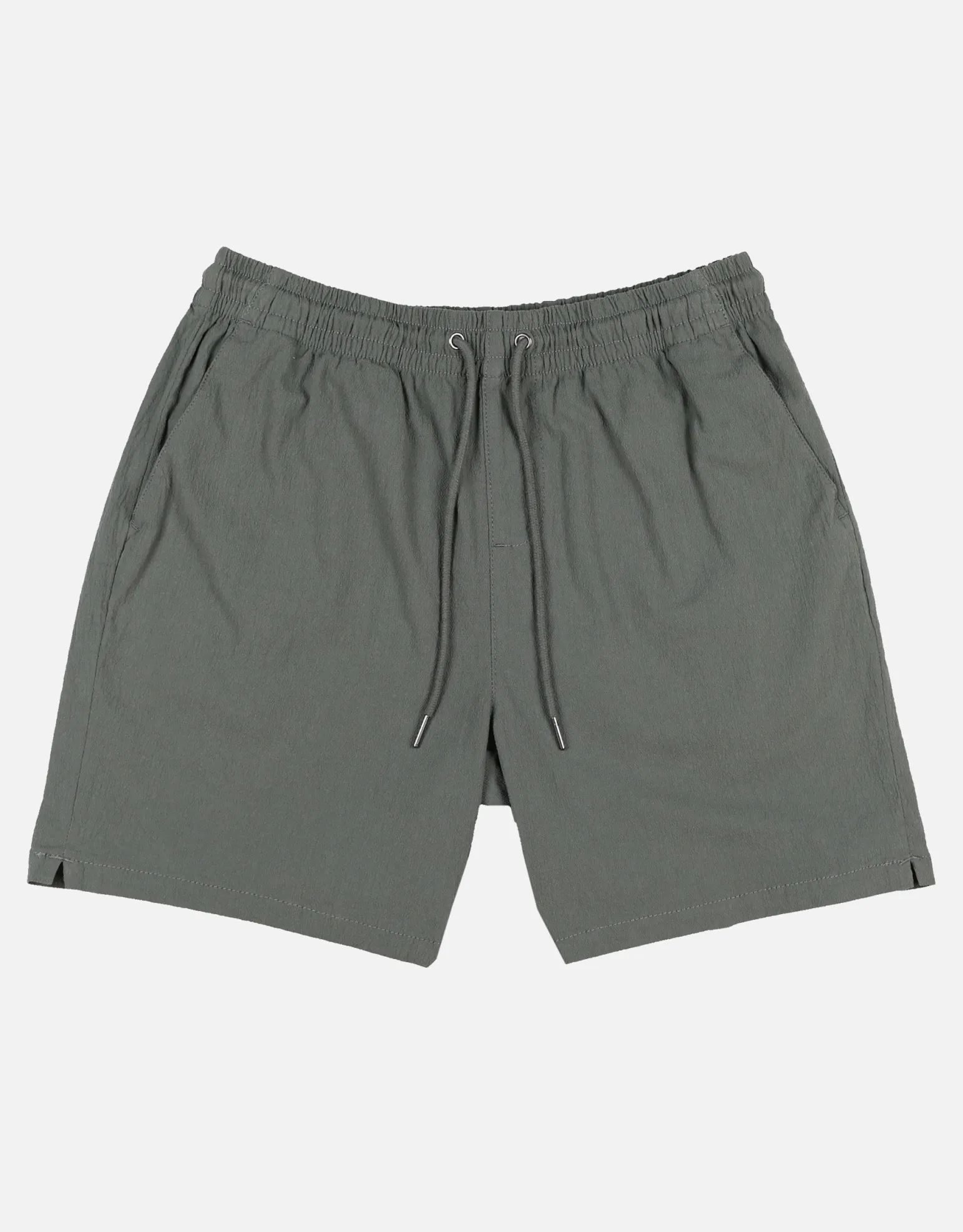 Crinkle Texture Elastic Waist Shorts in Charcoal