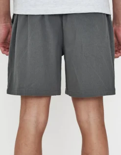 Crinkle Texture Elastic Waist Shorts in Charcoal