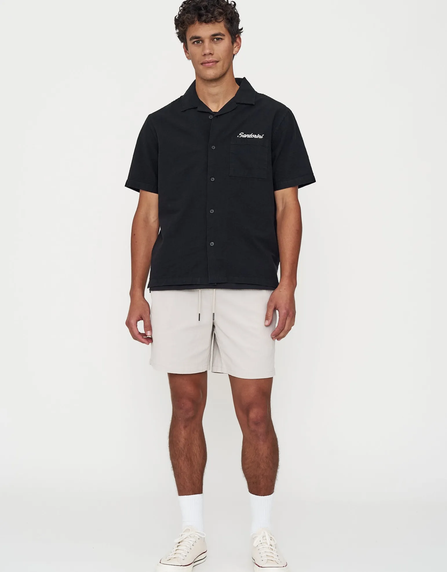 Crinkle Texture Elastic Waist Shorts in Charcoal