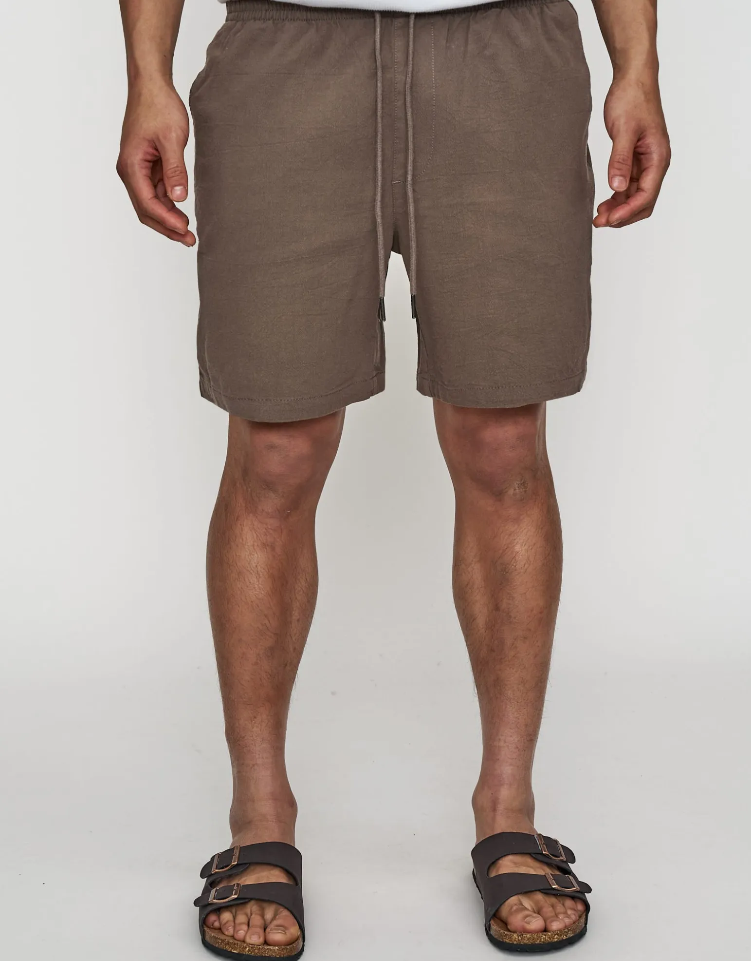 Crinkle Texture Elastic Waist Shorts in Charcoal