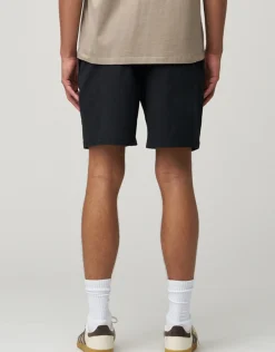 Crinkle Texture Elastic Waist Shorts in Charcoal