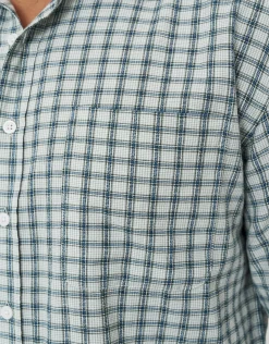 Cropped Check Short Sleeve Shirt in Light Green