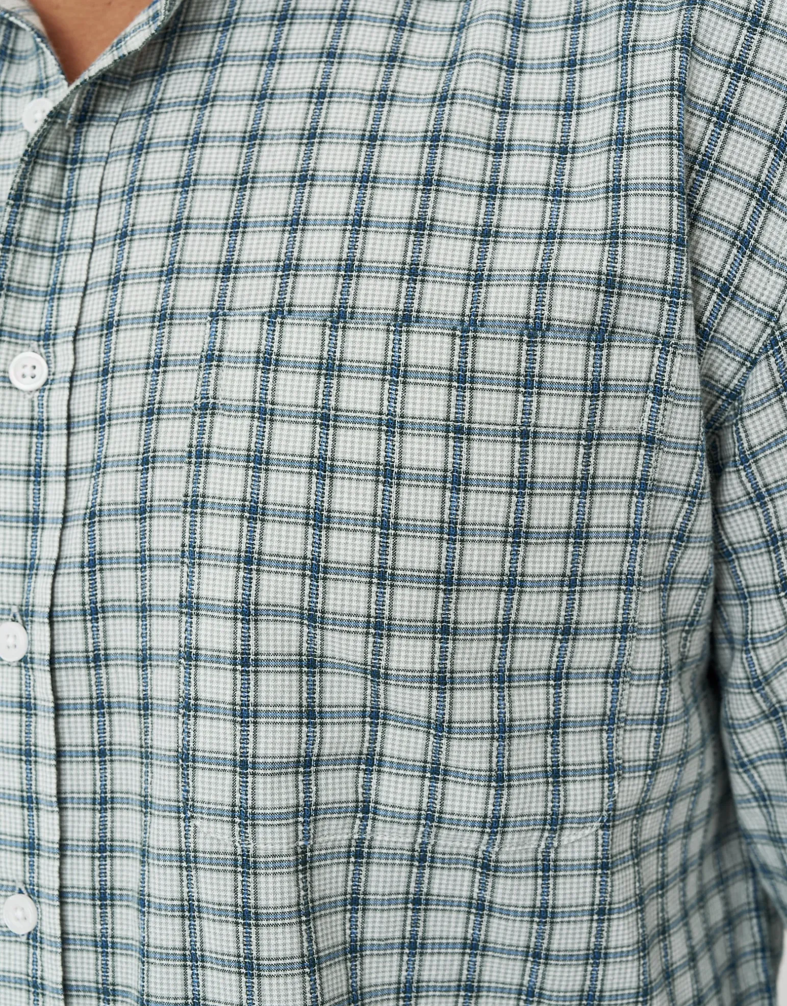 Cropped Check Short Sleeve Shirt in Light Green