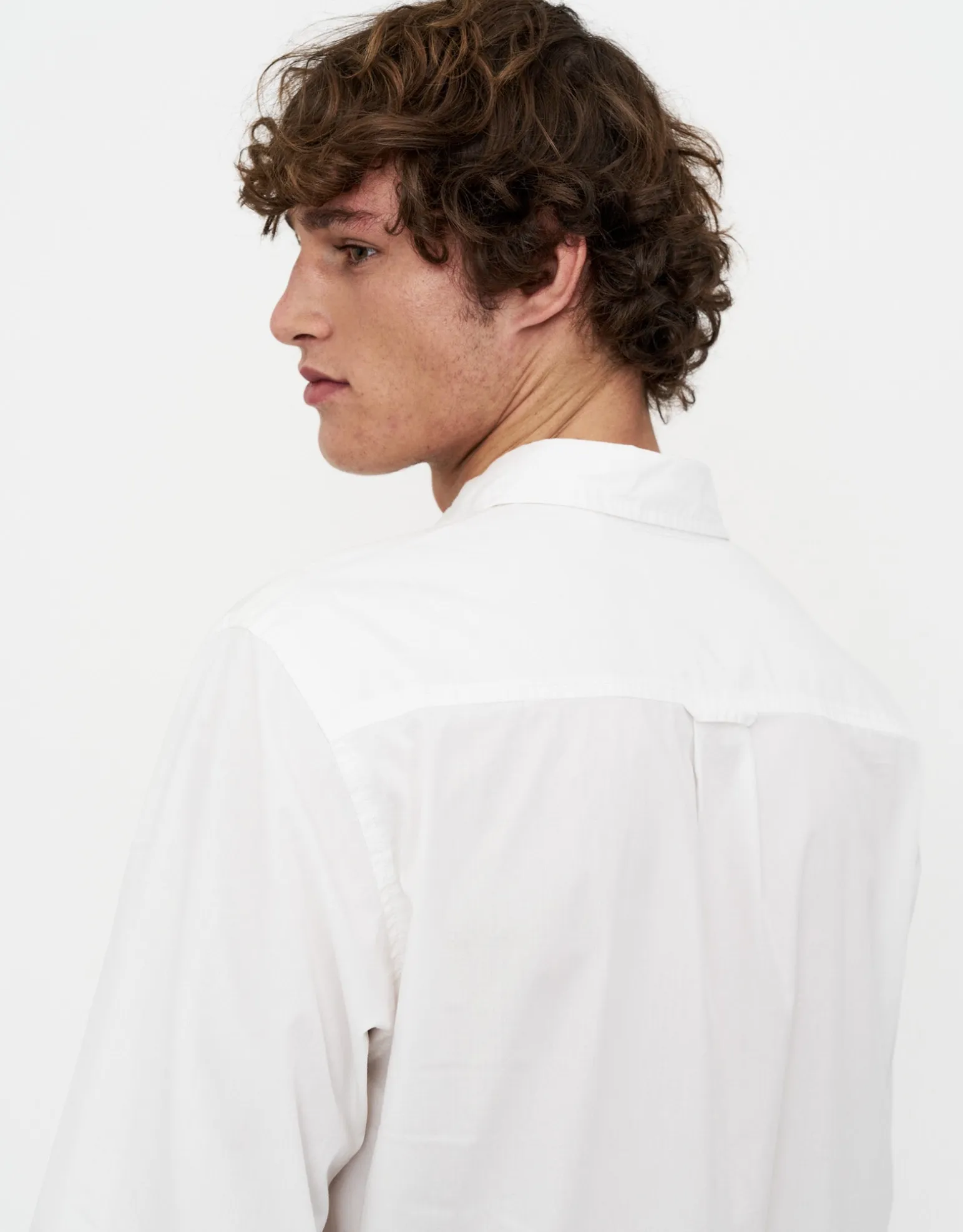 Cropped Long Sleeve Shirt in White
