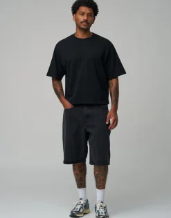 Cropped Relaxed Fit T Shirt in Black