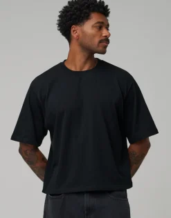 Cropped Relaxed Fit T Shirt in Black