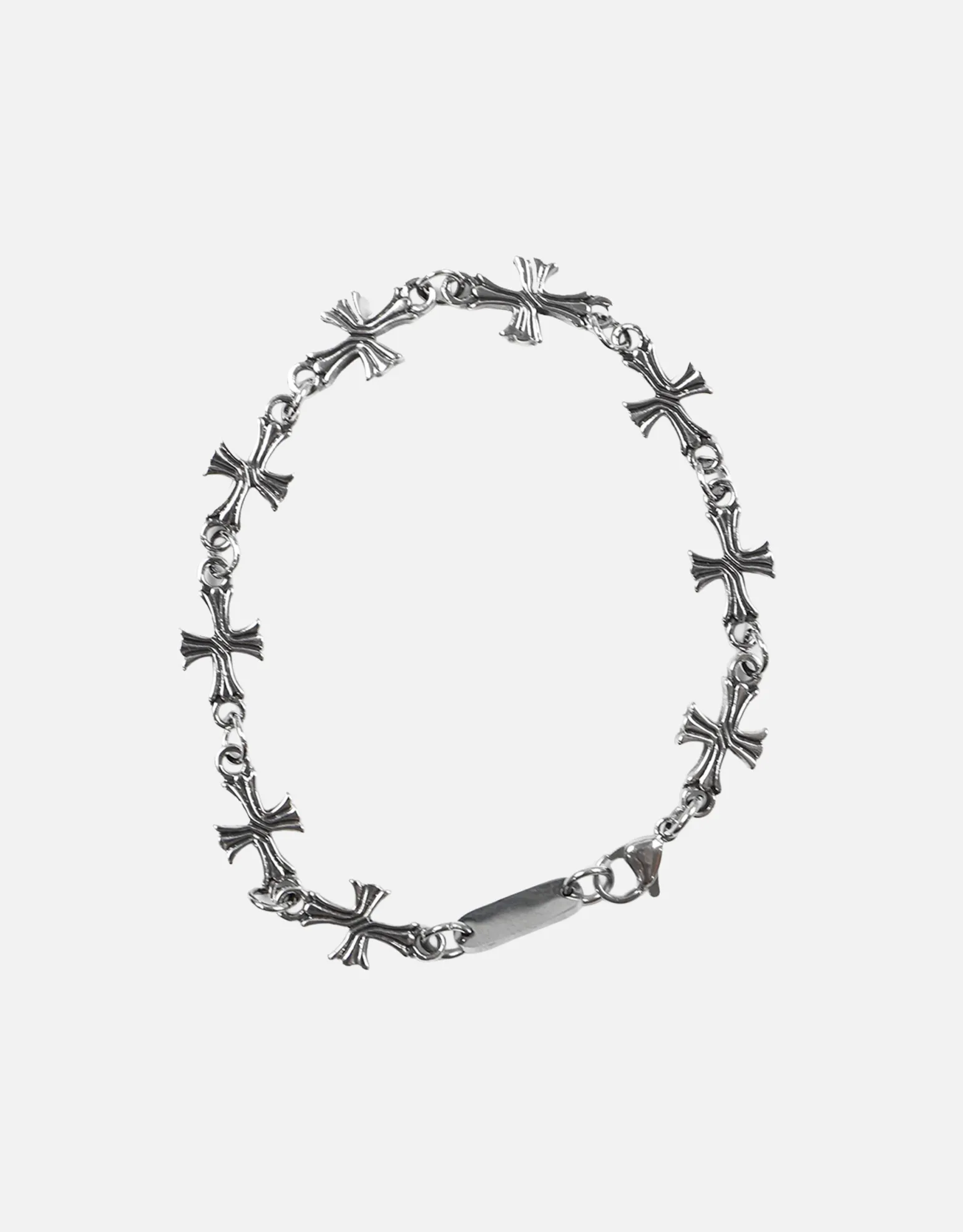 Cross Pendant Bracelet in Vintage Silver