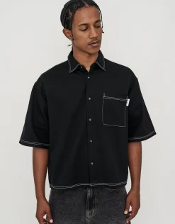 Crowned Legacy Cropped Short Sleeve Shirt in Black