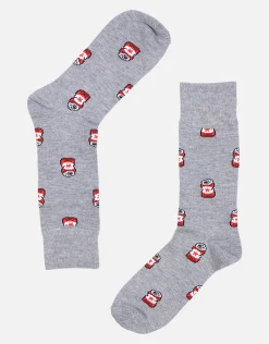 Crushed Tin Dress Socks in Grey