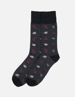 Crushed Tin Dress Socks in Grey