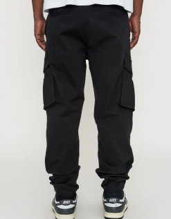 Cuffed Cargo Joggers in Black