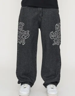Cult Customs Baggy Fit Jeans in Washed Black