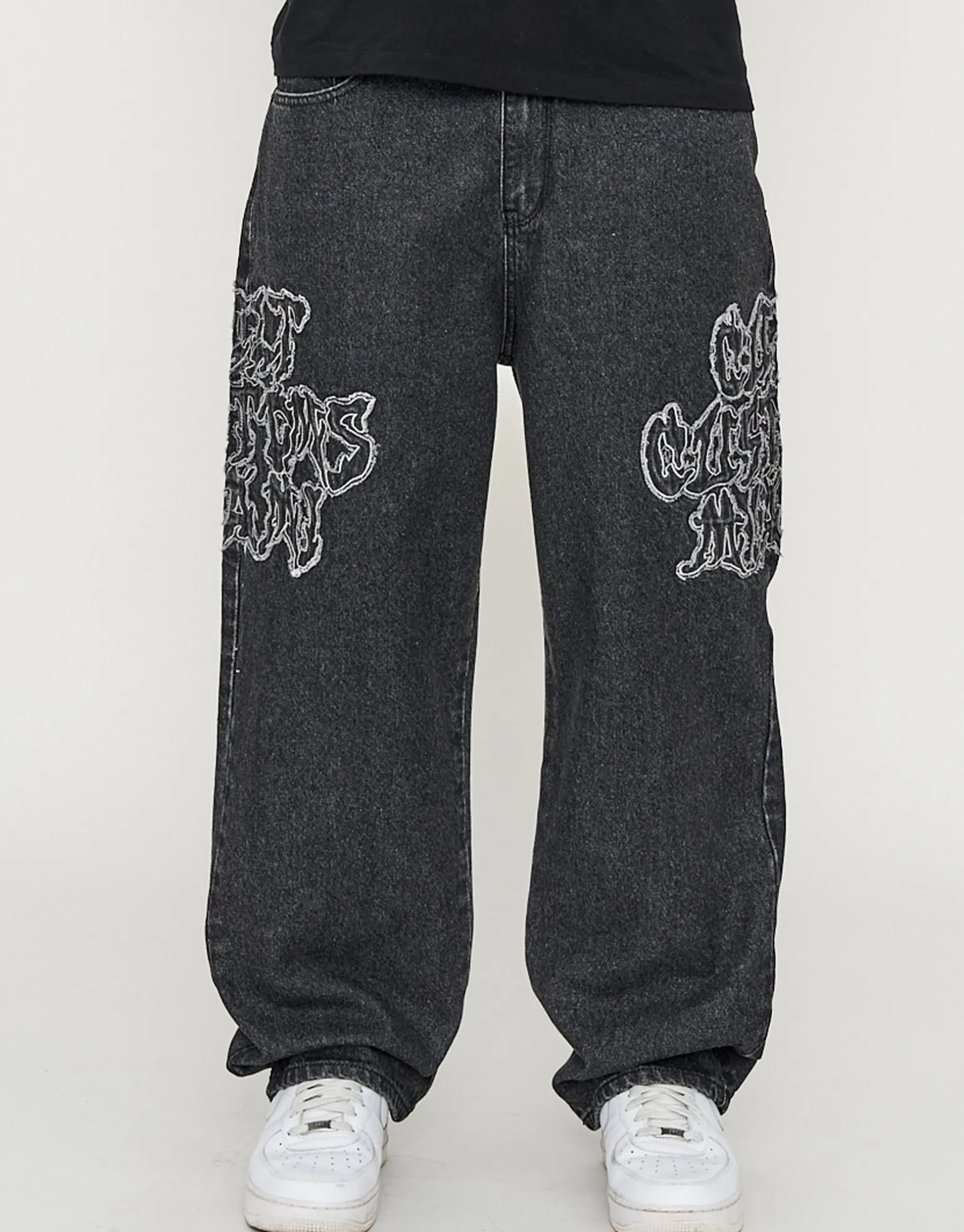 Cult Customs Baggy Fit Jeans in Washed Black