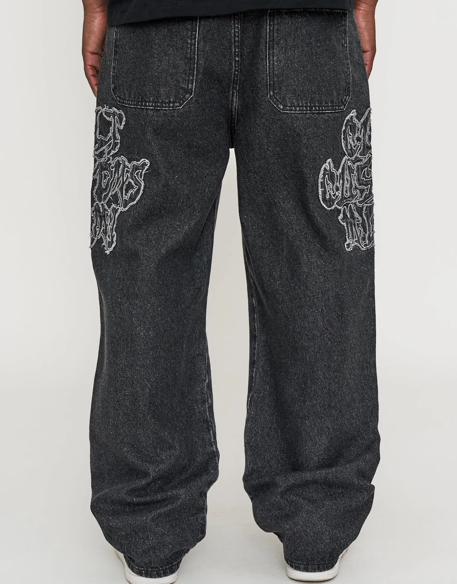 Cult Customs Baggy Fit Jeans in Washed Black