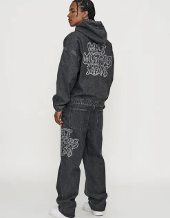 Cult Customs Oversized Hooded Jacket in Washed Black