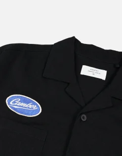 Delta Auto Cropped Short Sleeve Shirt in White/blue