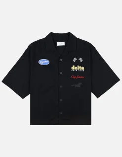 Delta Auto Cropped Short Sleeve Shirt in Black